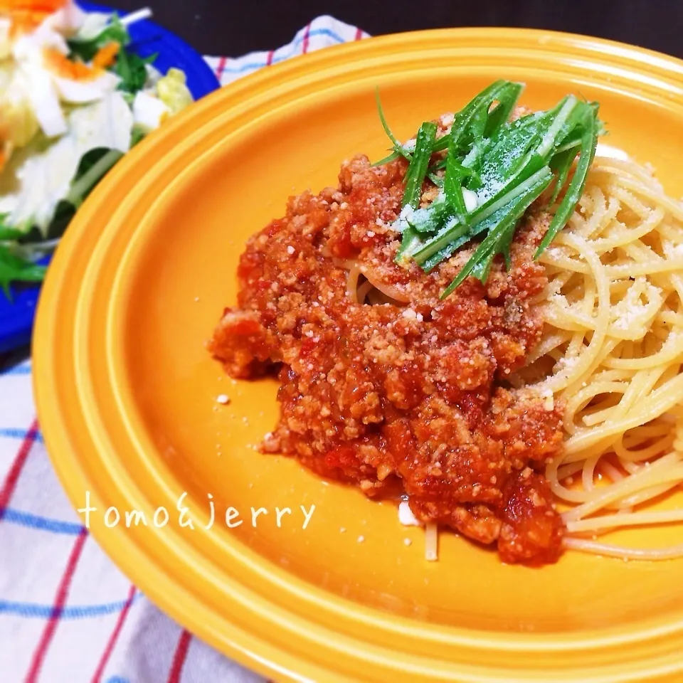 カットトマト缶でミートパスタ|mugiさん