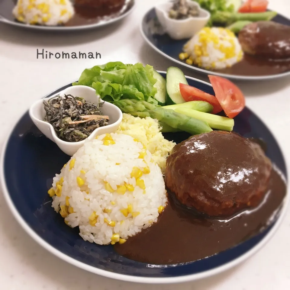 Snapdishの料理写真:ハンバーグランチ♡|ひろママさん