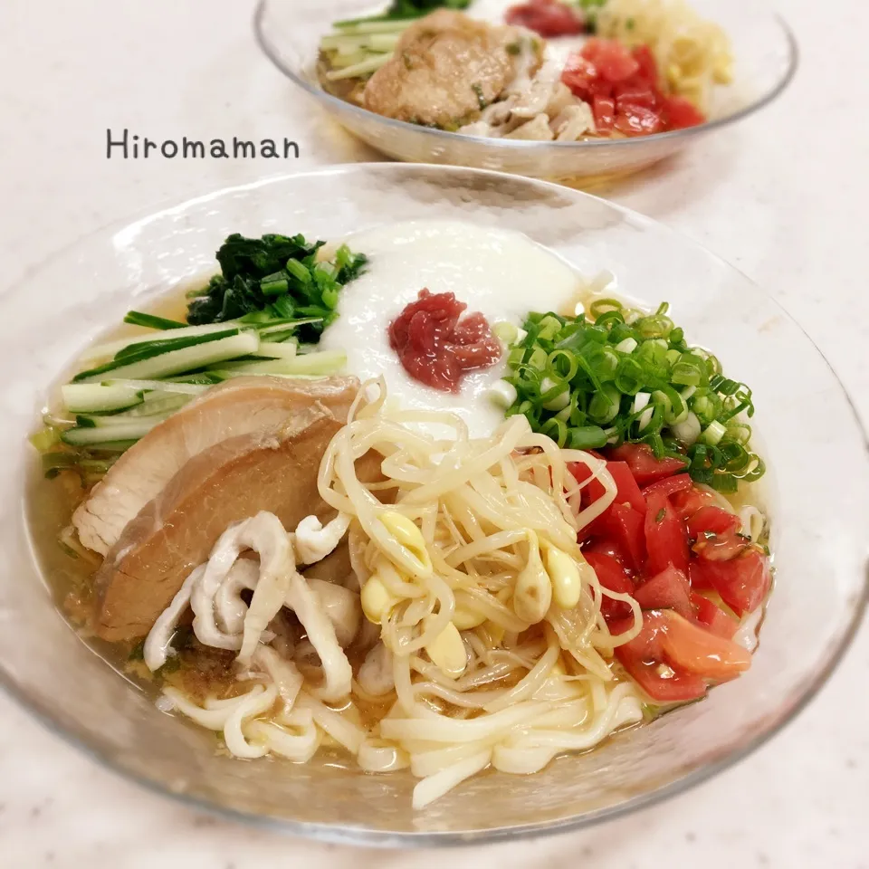 色々乗っけ♡冷やしうどん♪かおちゃん1700投稿おめでとう♪|ひろママさん