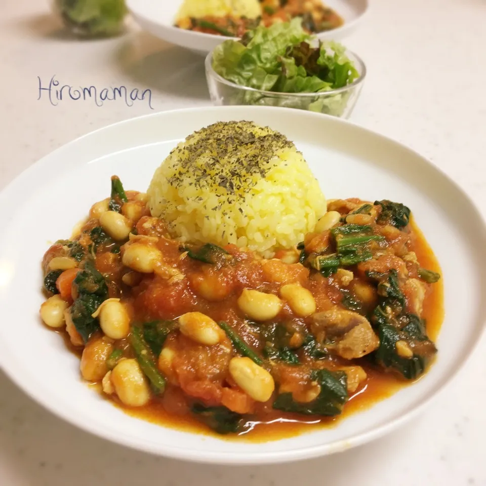 チキンビーンズ♡トマトほうれん草カレー♪|ひろママさん