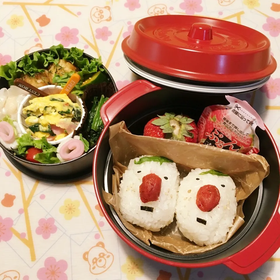 Snapdishの料理写真:赤鼻おむすび弁当|りんごさん