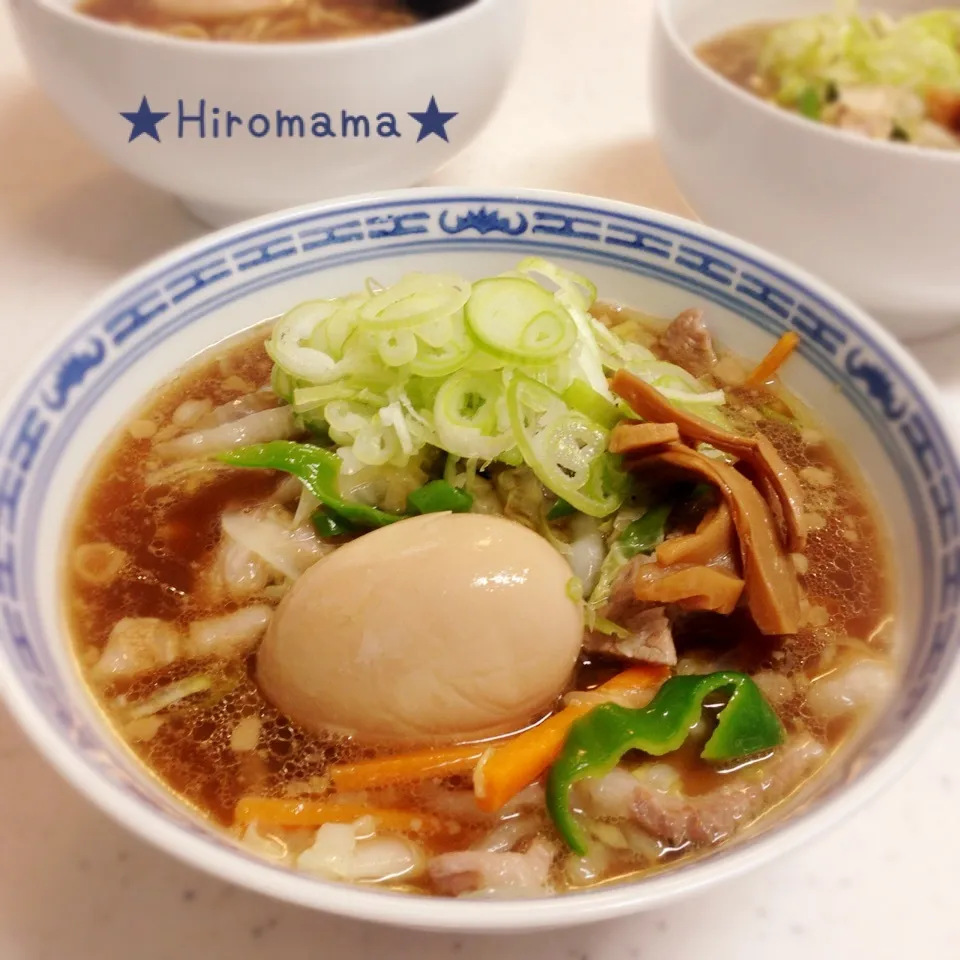 Snapdishの料理写真:中はとろ〜り♪味玉入り野菜ラーメン|ひろママさん