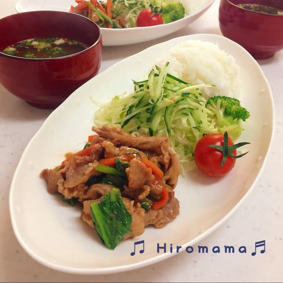 ワンプレートde生姜焼き定食♡自慢のタレ！|ひろママさん