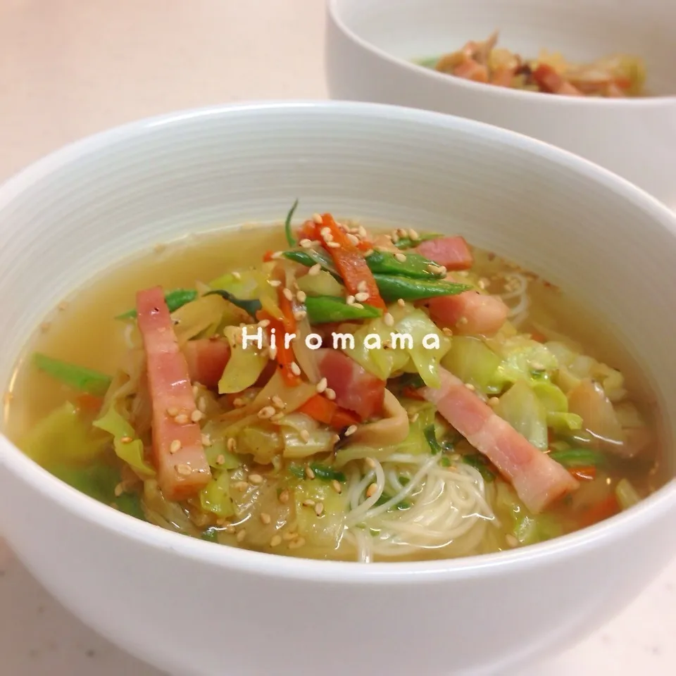 簡単に♬お野菜たっぷりあったか煮麺|ひろママさん