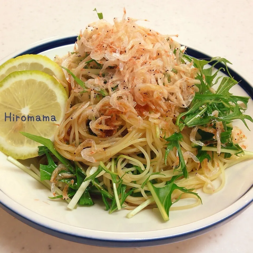 干し小エビとサラダ水菜のさっぱりパスタ♪|ひろママさん