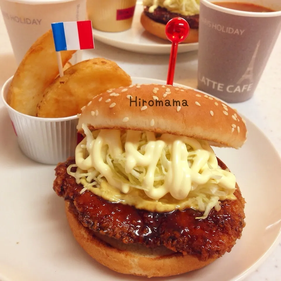 ☆ハンバーガーペコ友祭り☆ケンタ風♪和風チキンカツバーガー|ひろママさん