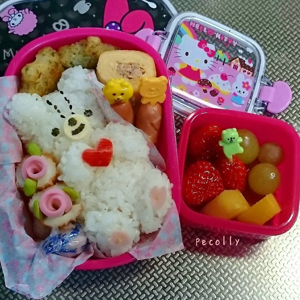 ♥を持ったクマさんお弁当|みきじょ〜さん