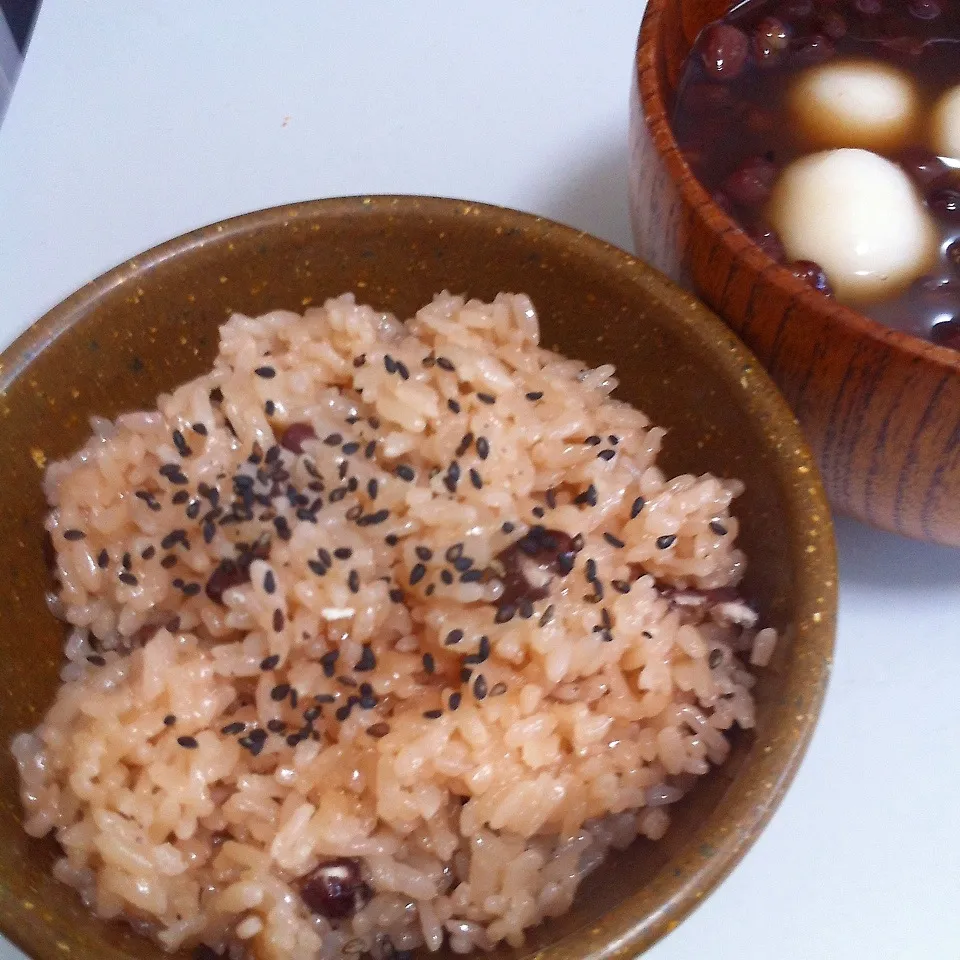 Snapdishの料理写真:赤飯と、また白玉ぜんざい|せんちゃんさん