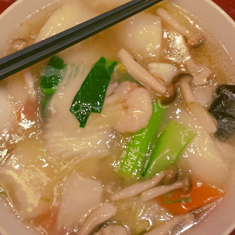 お気に入りの中華料理店の餡掛け海鮮麺|きつねこかあさんさん