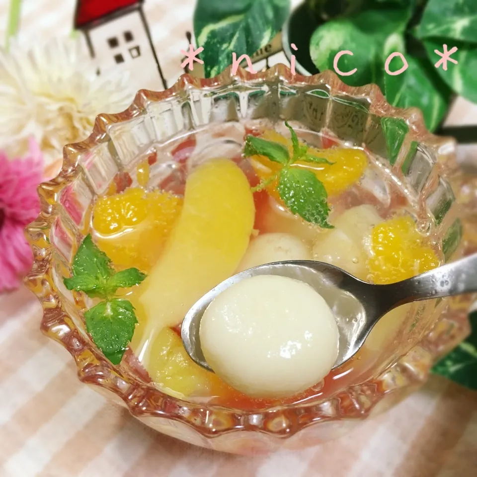 ＊もちもち♡お豆腐白玉入りしゅわしゅわフルーツポンチ＊|にこさん