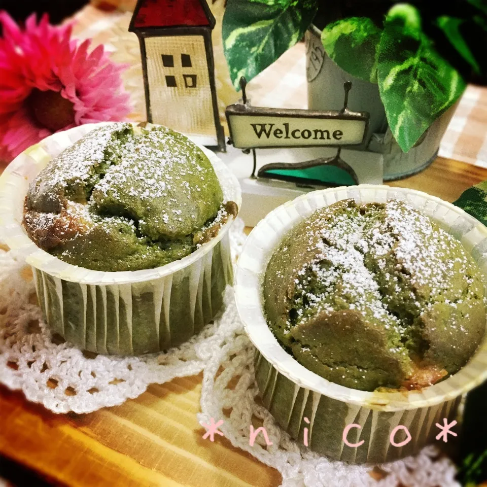 ＊HMで♪抹茶×ホワイトチョコのお豆腐マフィン＊|にこさん