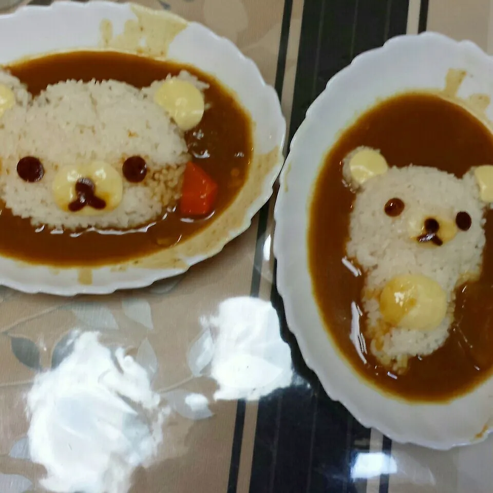 Snapdishの料理写真:リラックマ カレー 集合写真|きつねこかあさんさん