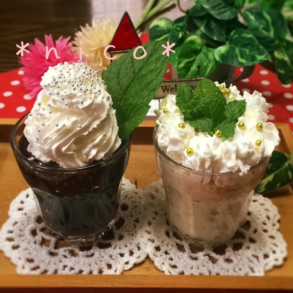 ＊はちみつコーヒーゼリー&豆乳コーヒーパンナコッタ＊|にこさん