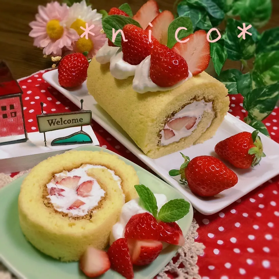 ＊簡単♪苺のシンプルロールケーキ♡♡＊|にこさん