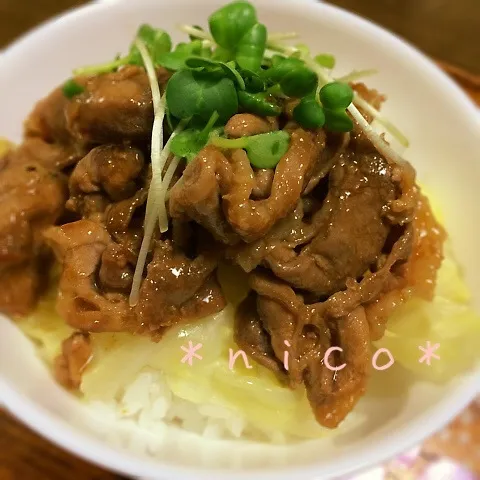 ＊フライパンひとつで♪簡単豚こま照焼き丼＊|にこさん