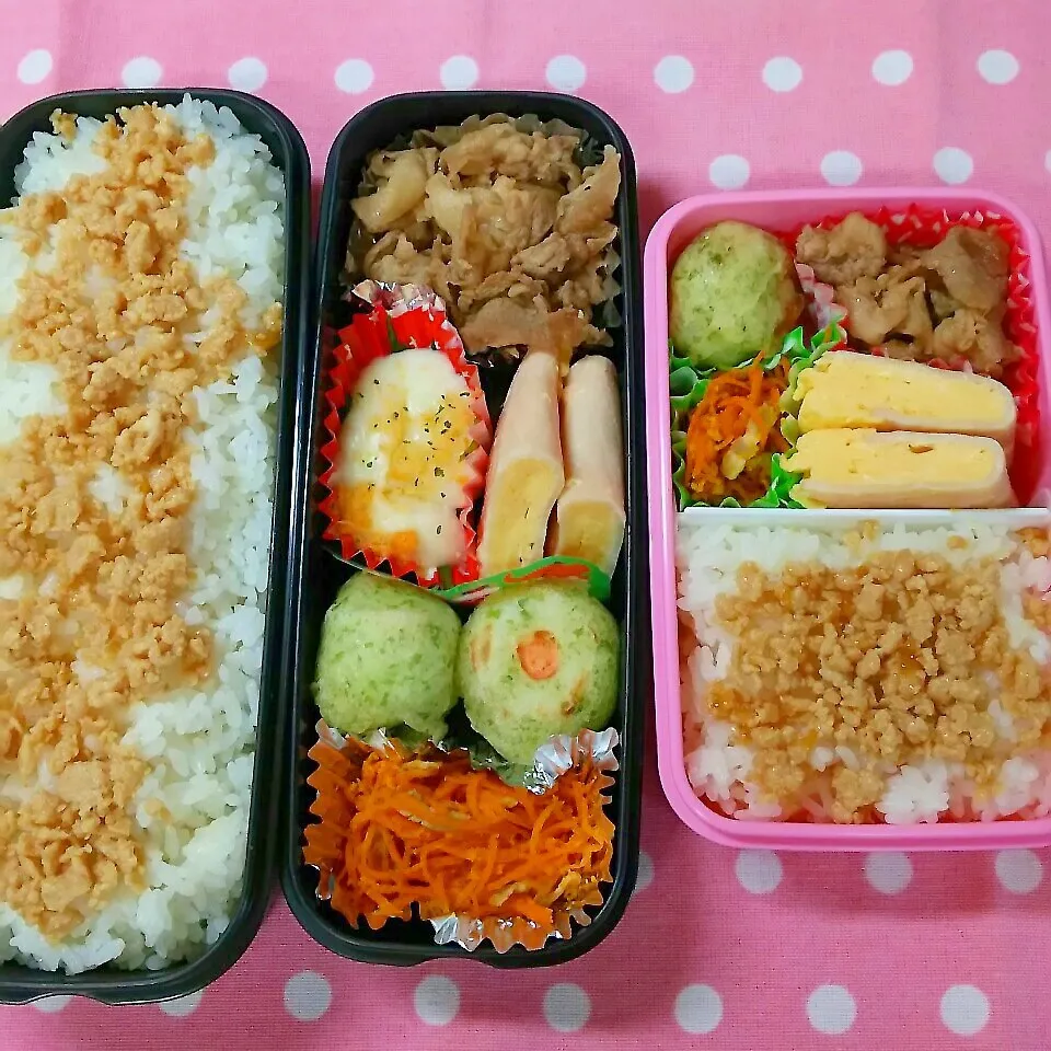 Snapdishの料理写真:息子と娘弁当|まりさん