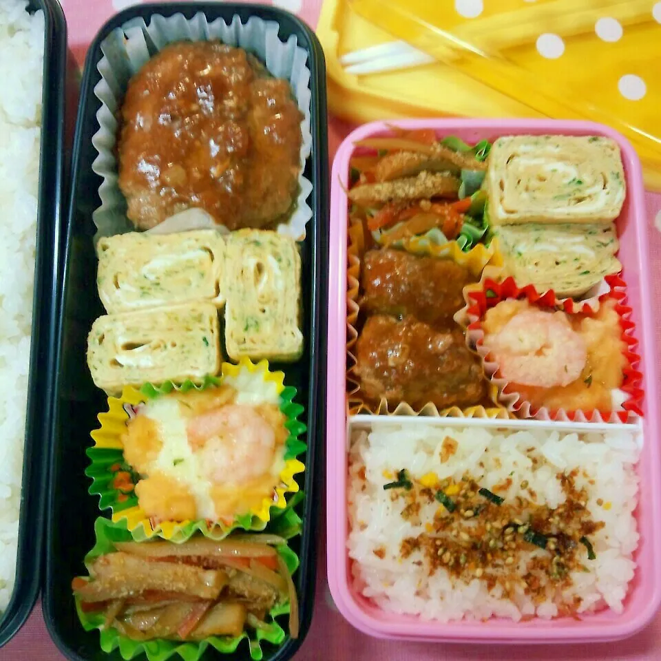 Snapdishの料理写真:息子と娘弁当|まりさん