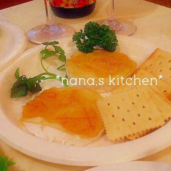 レンチン♪カマンベールのマーマレード焼きフォンデュ♡^^♡|今井ななこさん