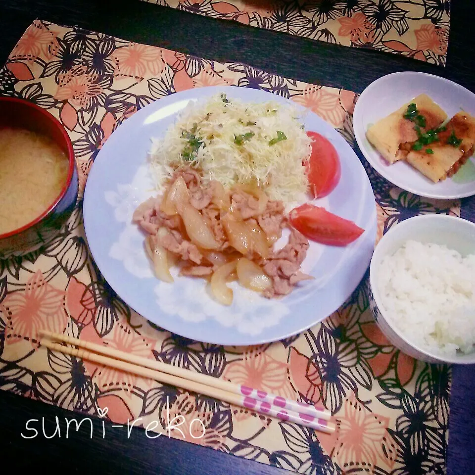 Snapdishの料理写真:豚こまでしょうが焼き|sumire-koさん