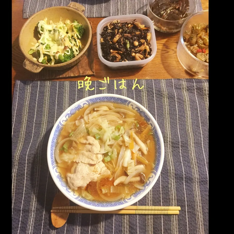 野菜あんかけラーメン、ブロッコリーマヨチーズ焼きひじき、|yakinasuさん