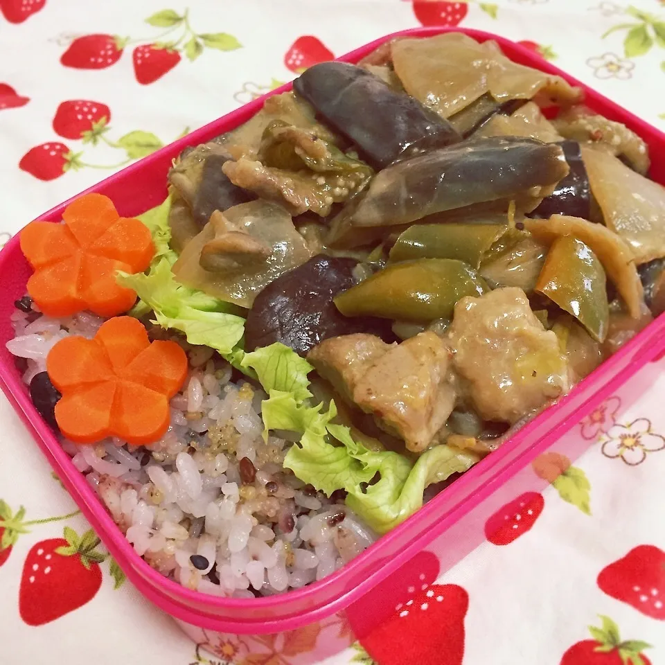 ナスと鶏肉のハニーマスタードガーリック醤油丼弁当|Yumiko Ozakiさん