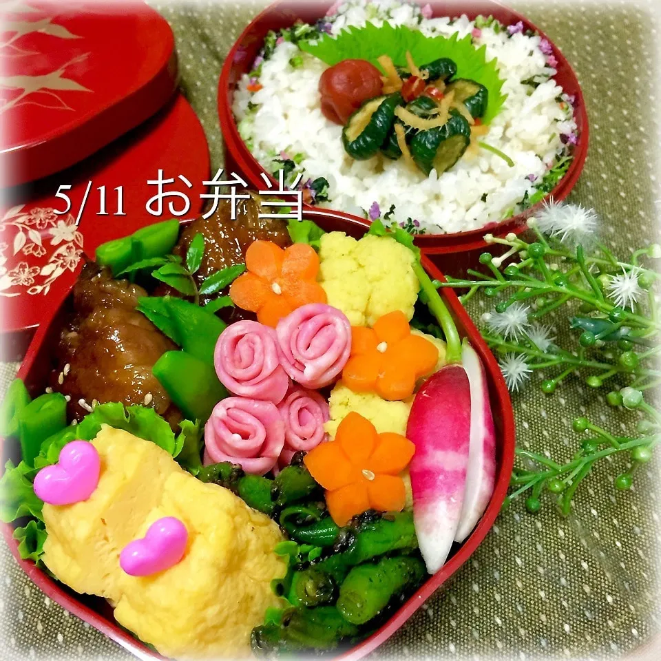 Snapdishの料理写真:新たまねぎの肉巻きで☆週の初めのお弁当☆|chouchouさん