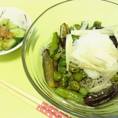 夏野菜の焼き浸しのみぞれそば|Yumiko Ozakiさん