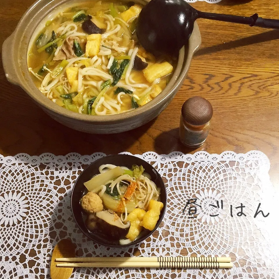 Snapdishの料理写真:昨夜の鍋でおうどん|yakinasuさん