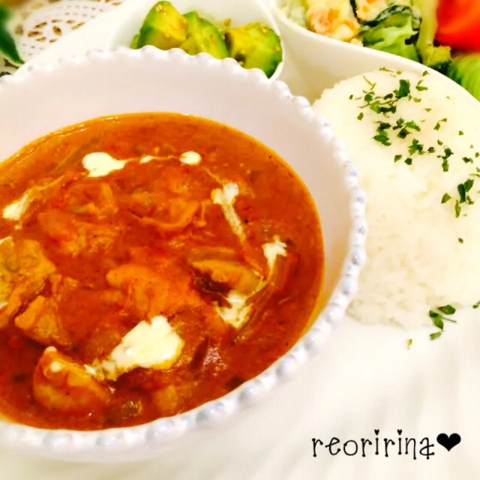 Snapdishの料理写真:ルーもヨーグルトも漬け込みも不要♡本格バターチキンカレー♡|rさん