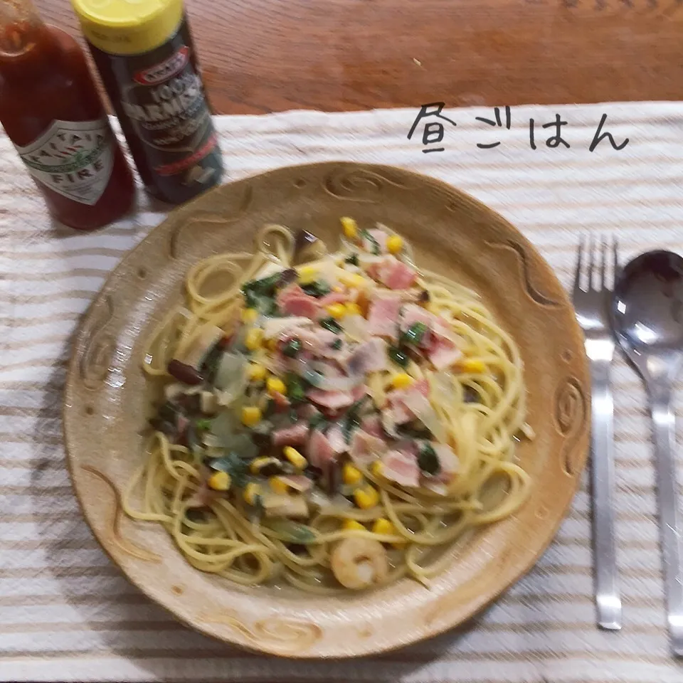 Snapdishの料理写真:エリンギとベーコンのペペロンチーノ|yakinasuさん