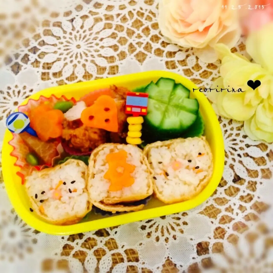 Snapdishの料理写真:幼稚園のお弁当♡いなり寿司♡|rさん