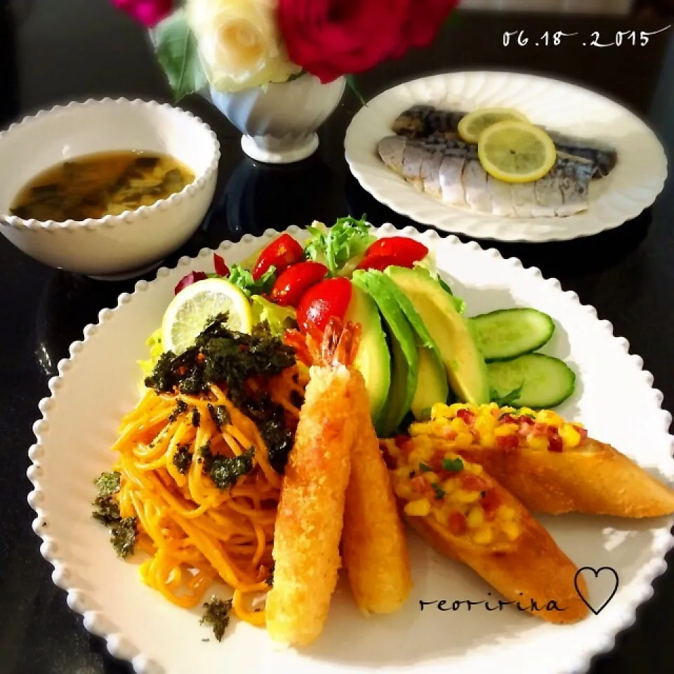 夜ごはん♡お子様ランチ風♡まさごのパスタプレート♡|rさん