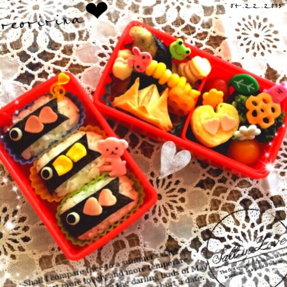 幼稚園のお弁当♡こいのぼりおにぎりと兜♡|rさん