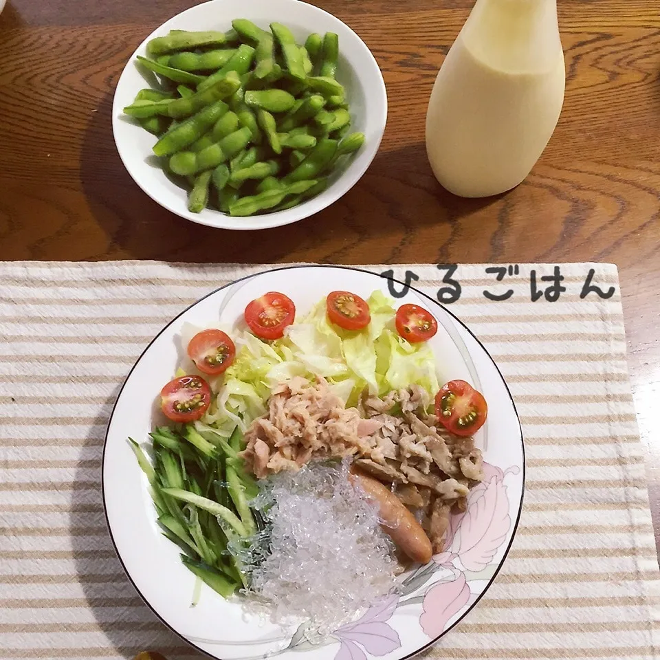 サラダうどん、枝豆|yakinasuさん