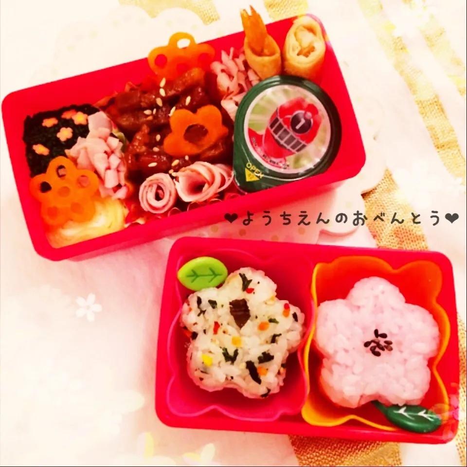 幼稚園のお弁当♡お花おにぎり♡|rさん