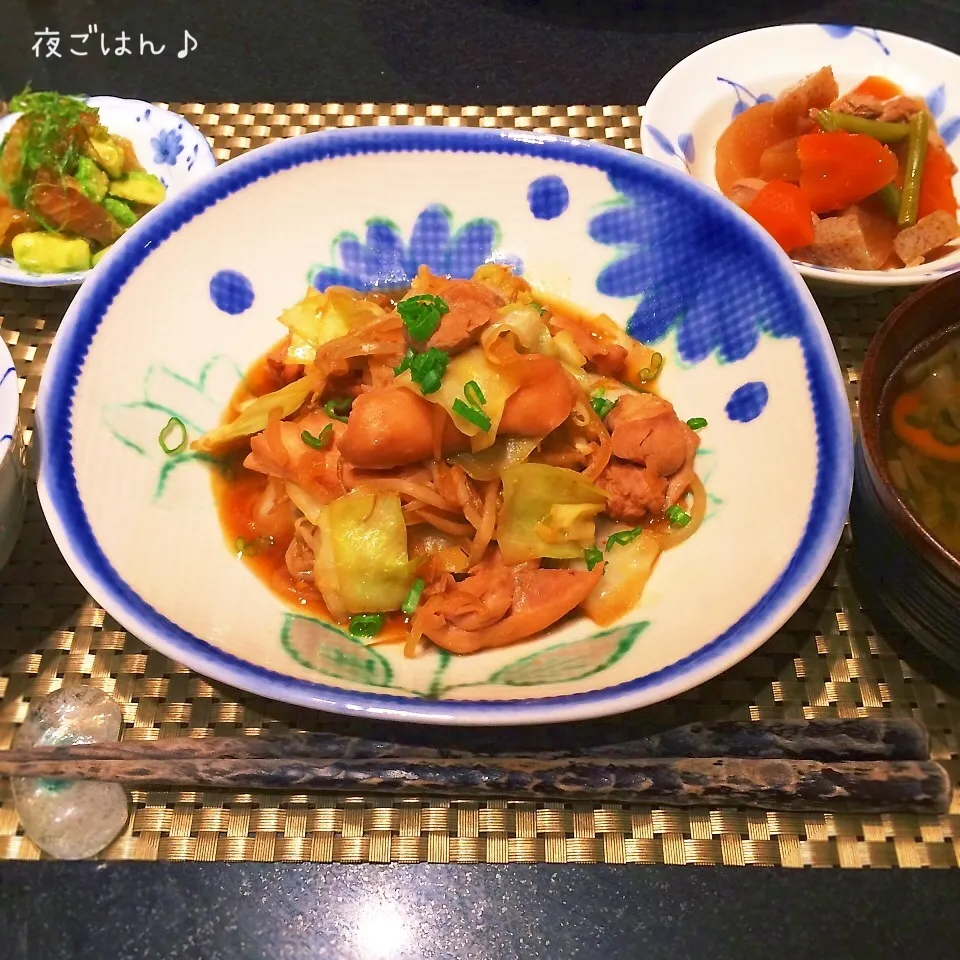 夜ごはん♡鶏肉とキャベツの味噌だれ炒め♡|rさん