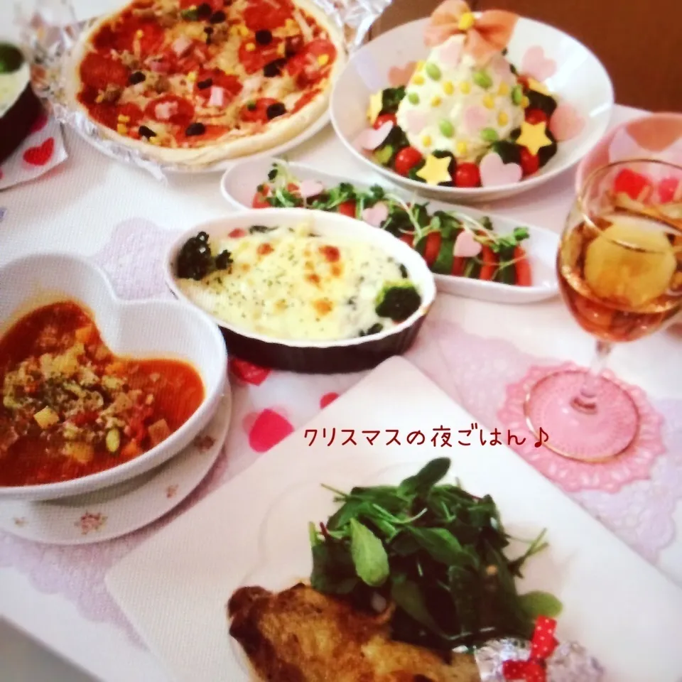 Snapdishの料理写真:クリスマスの夜ごはん♡2012♡|rさん