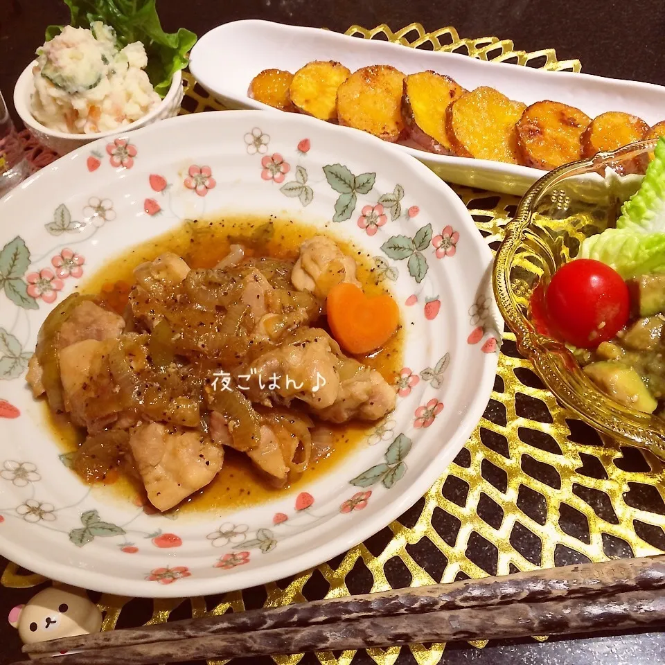 夜ごはん♡鶏肉とたまねぎの甘辛炒め♡|rさん