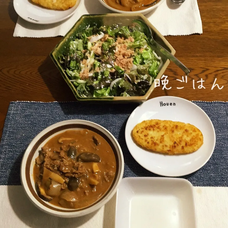 Snapdishの料理写真:ビーフストロガノフ、ハッシュドポテト、ツナサラダ|yakinasuさん