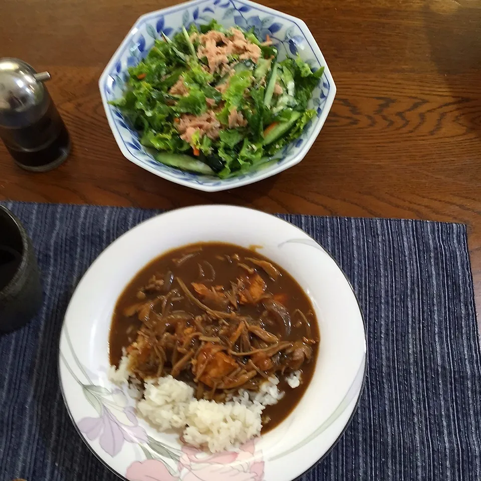 チキンカレー、ツナサラダ|yakinasuさん