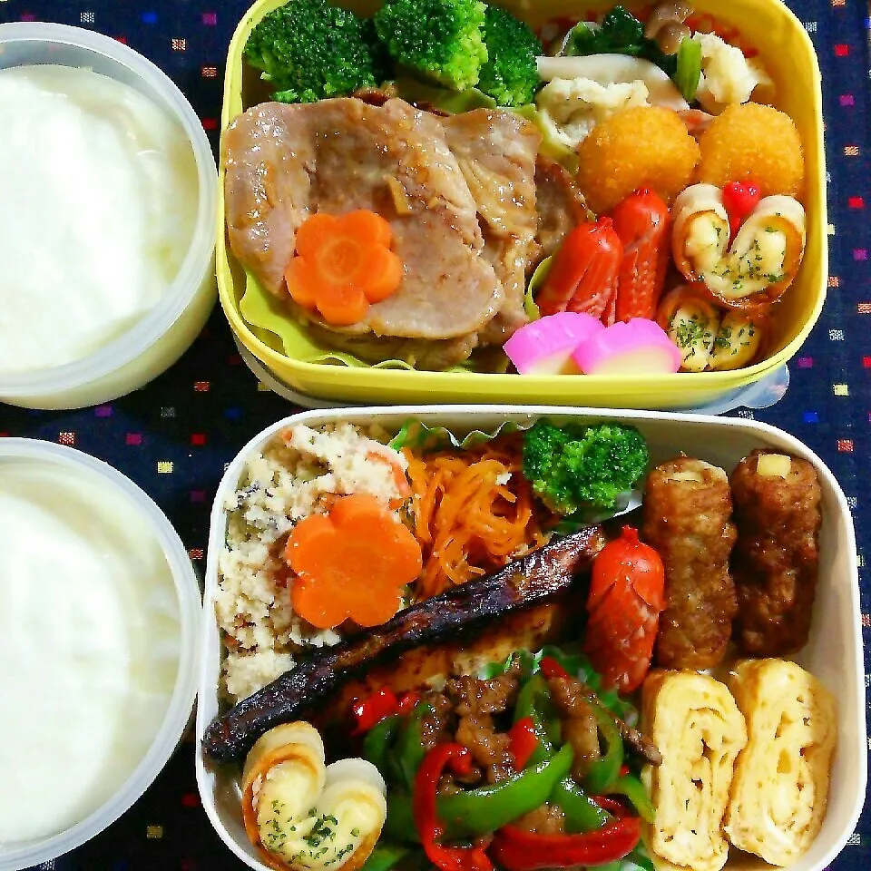 Snapdishの料理写真:旦那ｻﾝの昼、夜2食のお弁当‼10/17|katsunさん