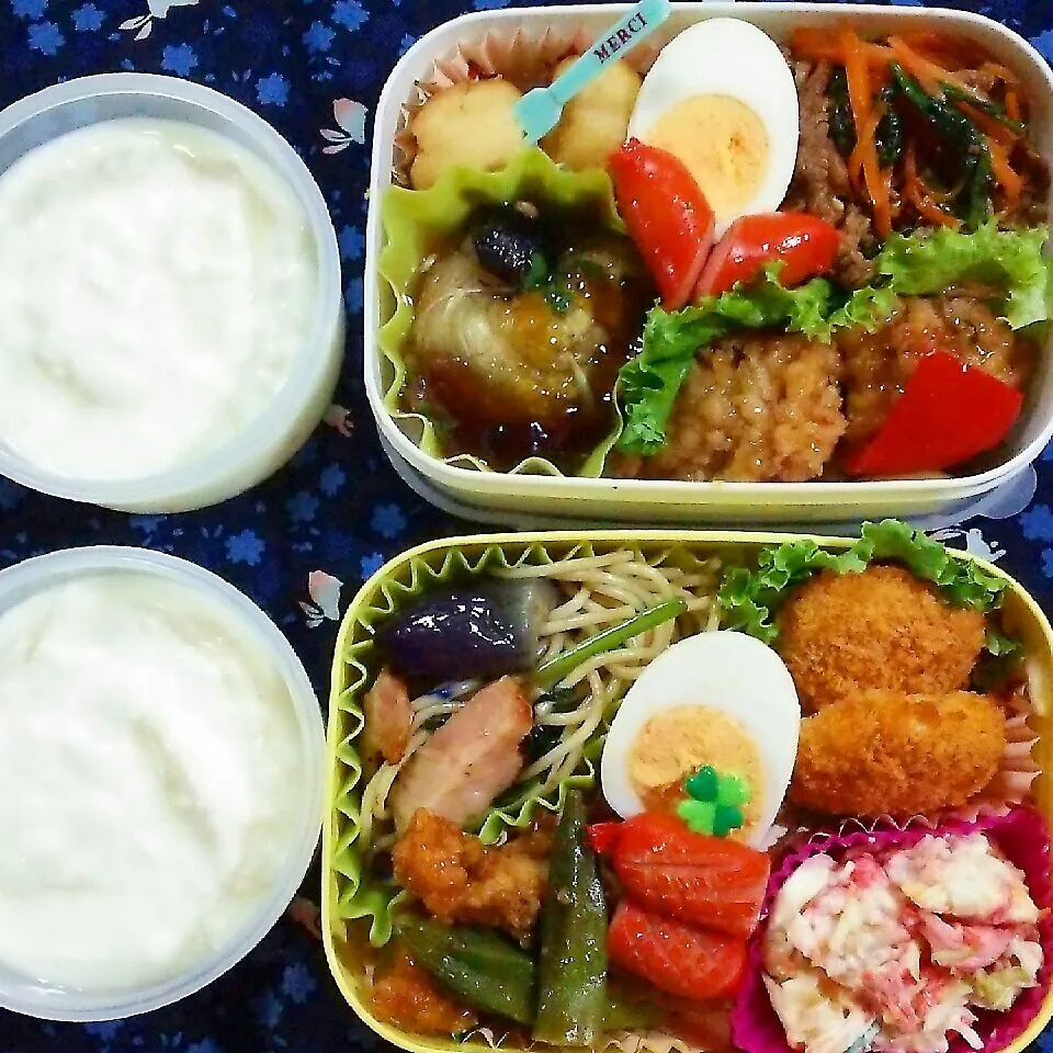 Snapdishの料理写真:旦那ｻﾝの昼、夜２食のお弁当8/3|katsunさん