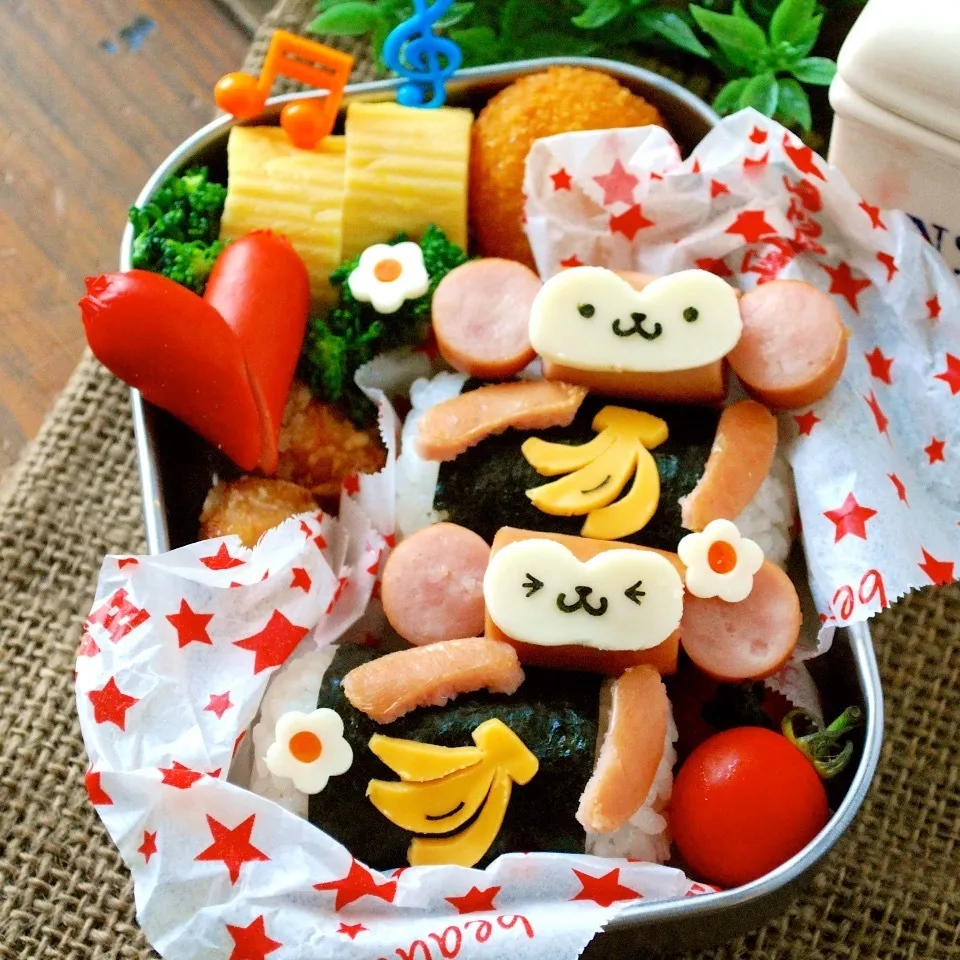 遠足キャラ弁☆動物園へ！「おさるとバナナ」の作り方|ザッキー☆さん