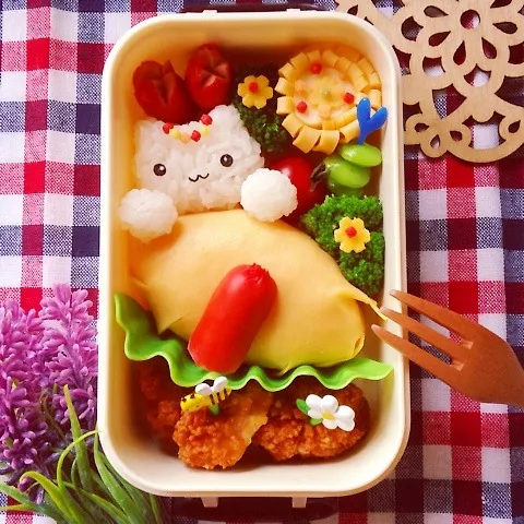 赤ウインナーでなんちゃってオムライス弁当|ザッキー☆さん