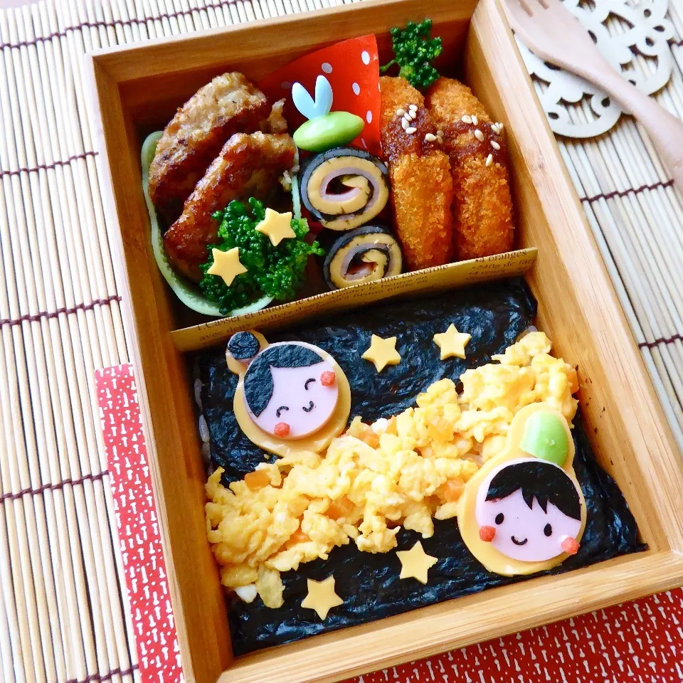 キャラ弁☆七夕弁当〜天の川〜　　織姫と彦星|ザッキー☆さん