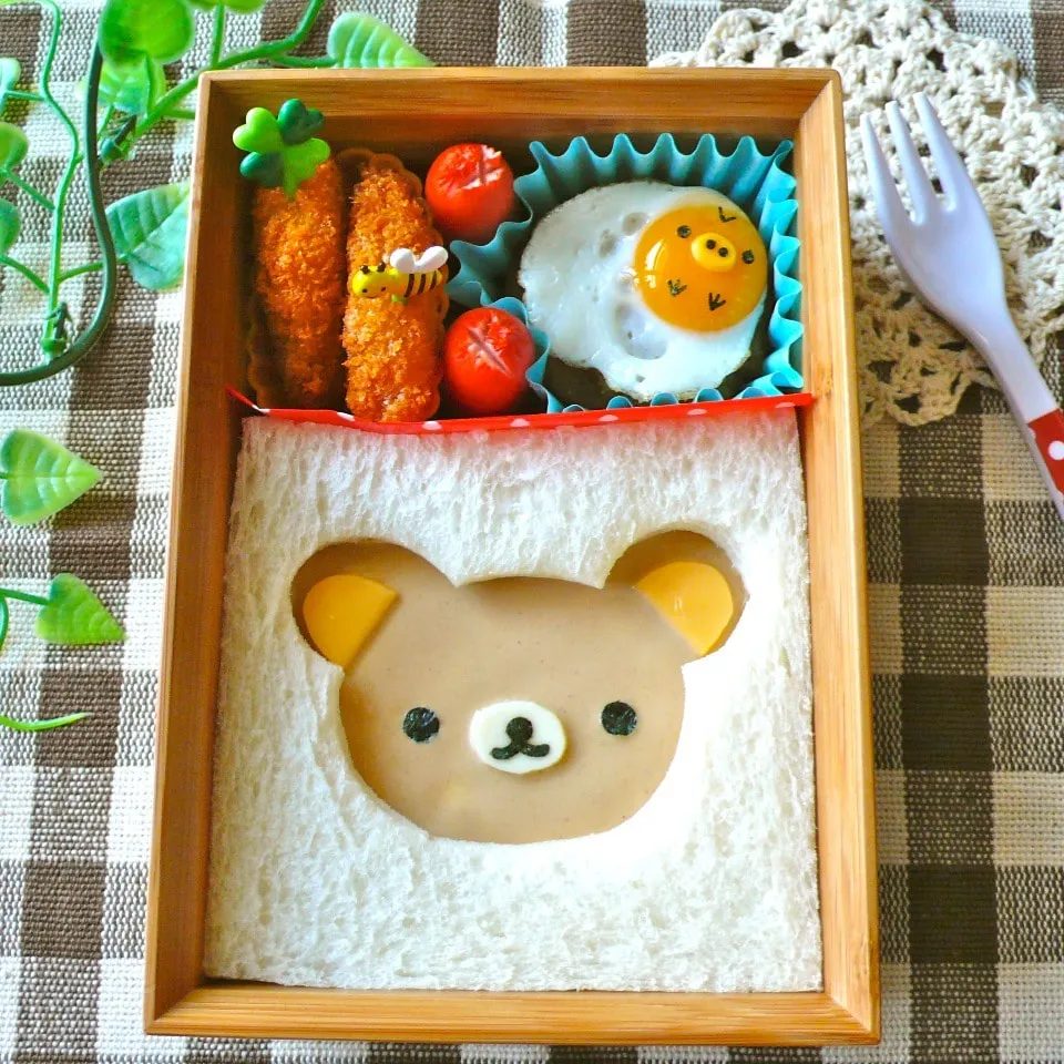 キャラ弁☆牛乳パックでポン！☆リラックマサンドウィッチ弁当☆|ザッキー☆さん