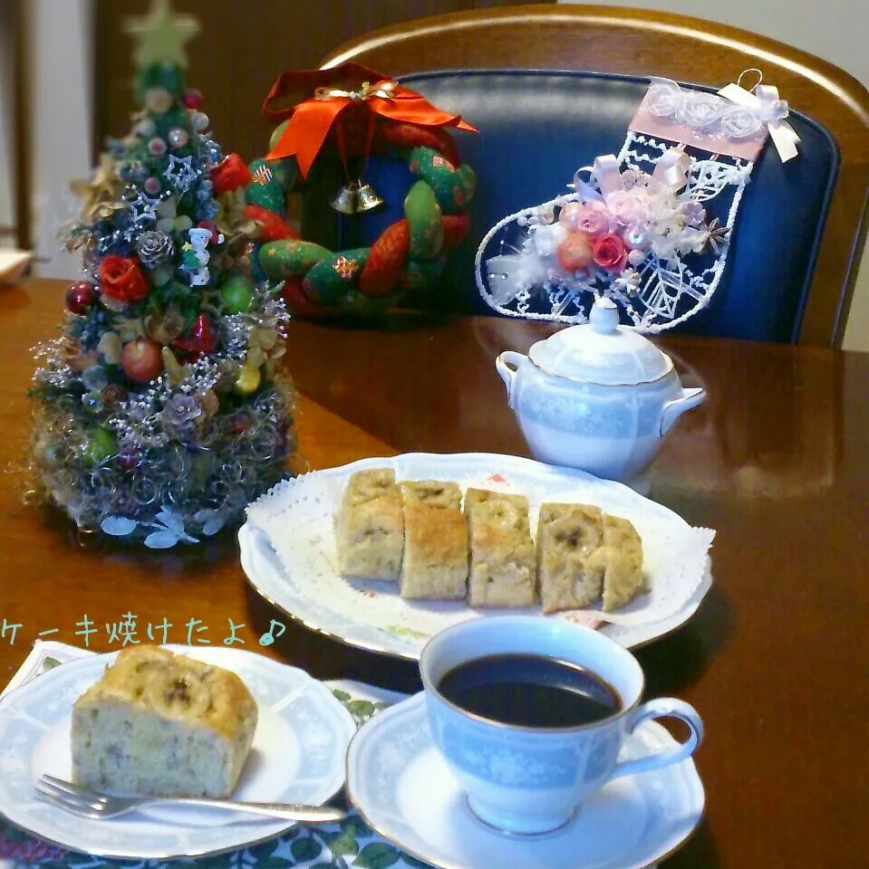 朝からバナナりんごケーキ焼きました♡|おれくっしゃんさん