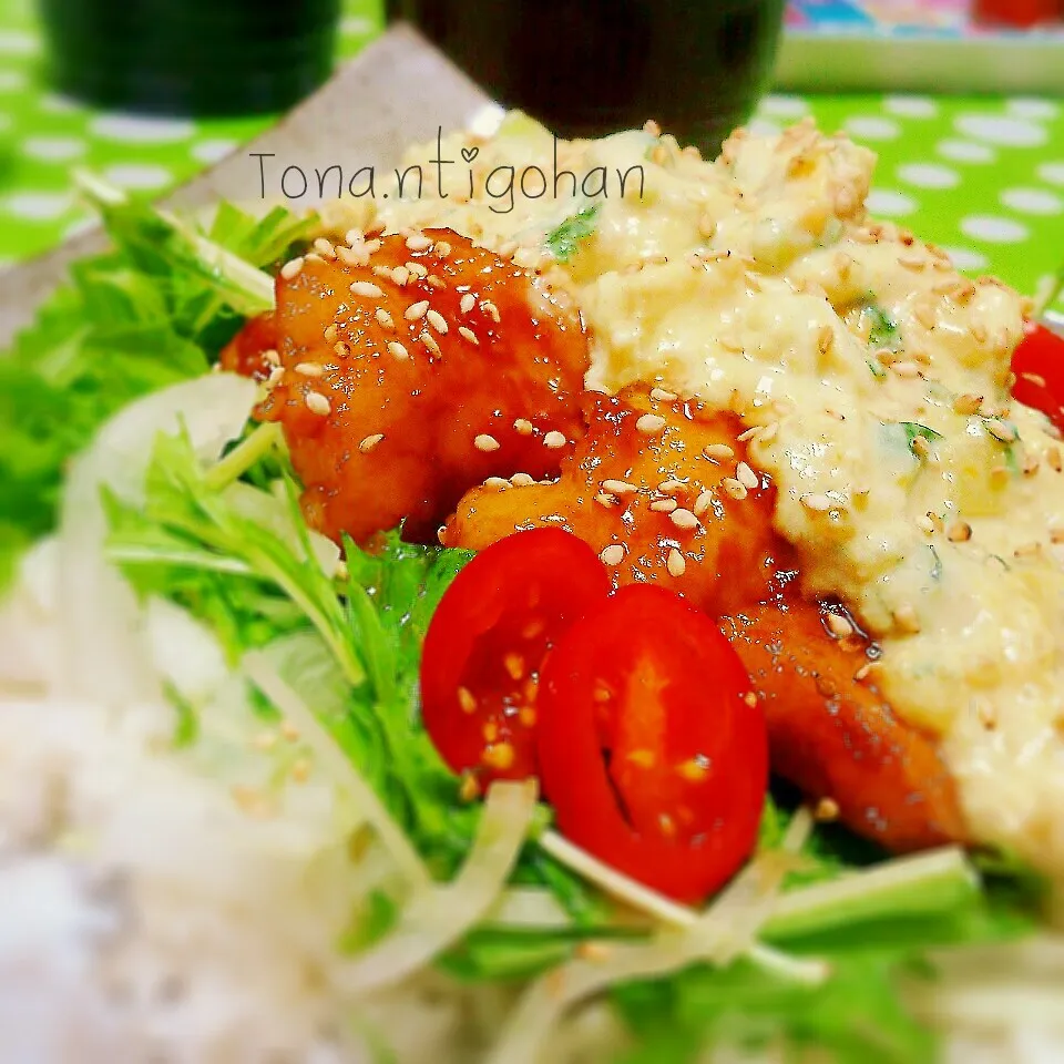 完全ノンオイル♪チキン南蛮。マヨなし豆腐タルタルソース|tonaさん