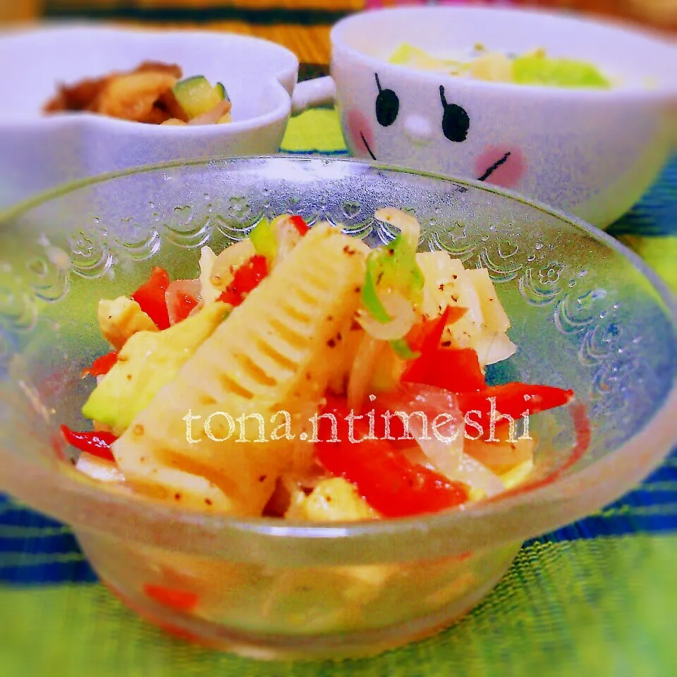 筍たちの甘酢漬けサラダ。|tonaさん