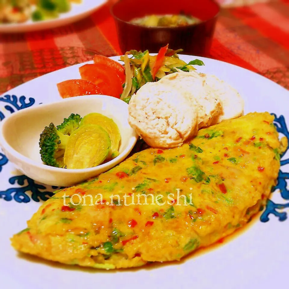 菜の花&キャベツ達のオム〜スイチリぽんずソース〜|tonaさん